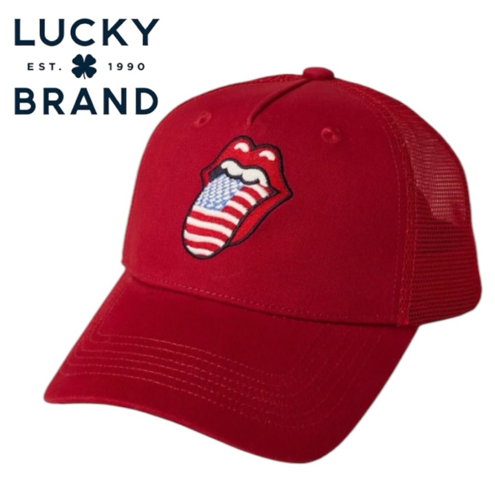 NWT Lucky Brand Rolling Stones Trucker Hat with Embroidered Logo